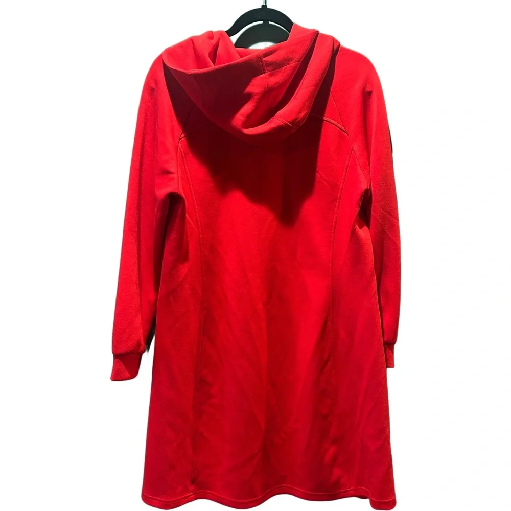 Red Hooded Dress with Zipper - Picture 3 of 11